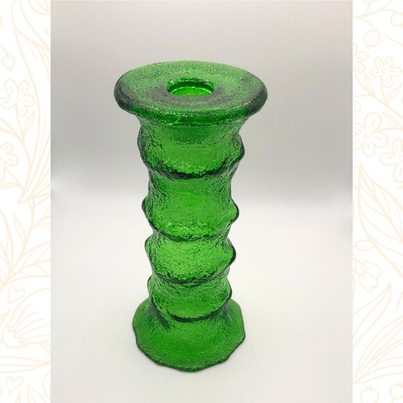Vintage Green Glass Reversible Candlestick Vase - Picture 3 of 5